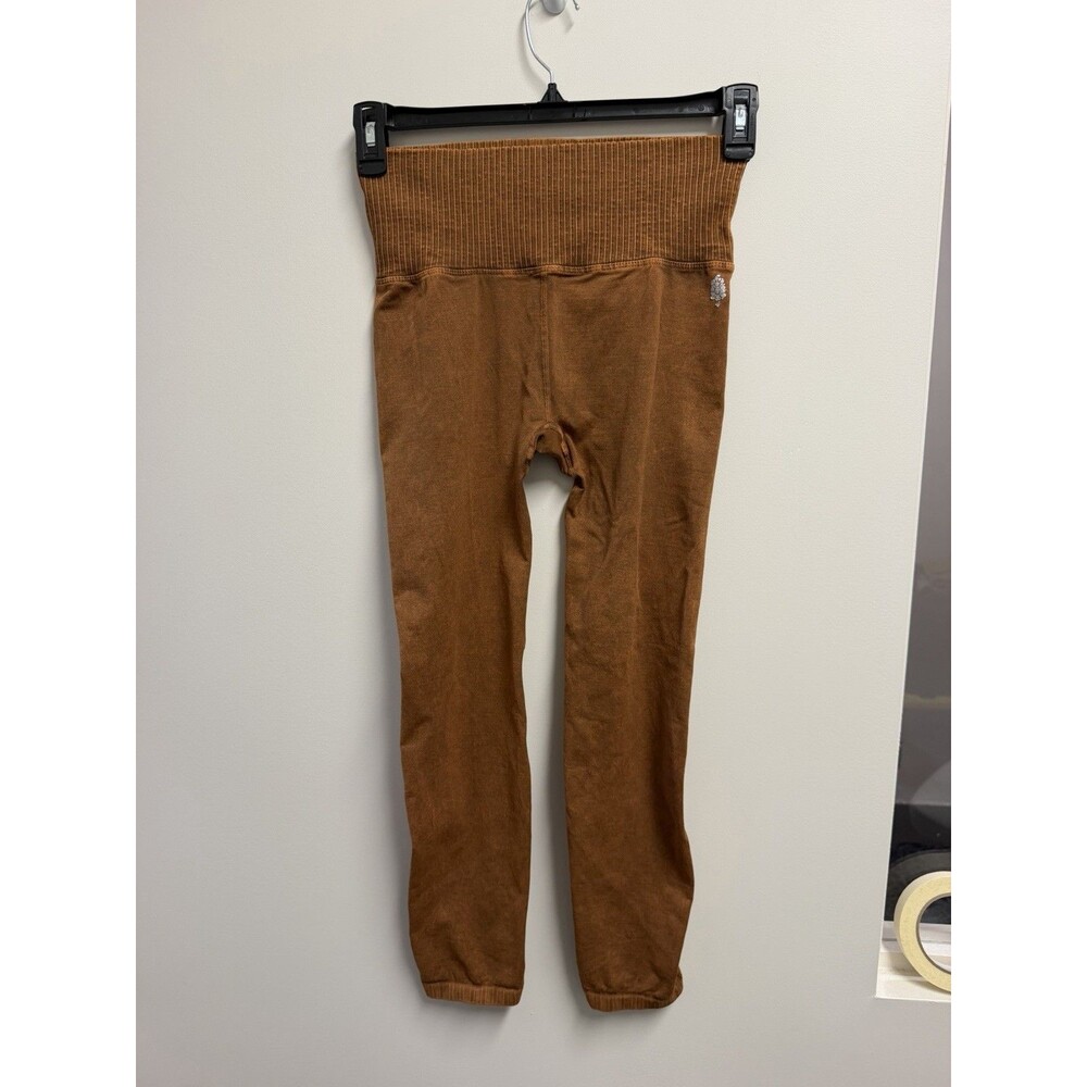 Free People Intimately Brown Ribbed High Rise Ankle Leggings Yoga M/L